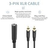 QIANRENON TRS 1/4 Female to Dual RCA Male Stereo Splitter Cable6.35mm Female to 2 RCA Mono Y Splitter Conversion Extension Audio Cable,for Mixer Amplifier KTV Equipment Audio,1m/3.2ft