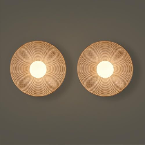 MinMinCheng 2 Pack Retro Japanese Wall Sconce, Wabi-Sabi Style Resin Wall Lamps G4 Warm Light Home Decor Wall Lights Bedside Art Wall Light Fixtures for Bedroom, Living Room, Dining Room