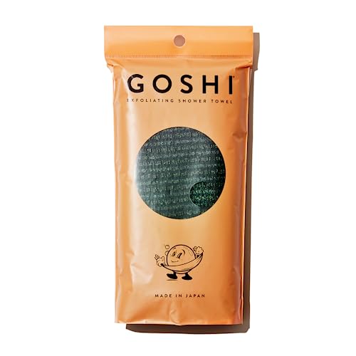 GOSHI Exfoliating Shower Towel - Rip-Resistant Exfoliating Washcloth for All Skin Types - Moss Green - Made in Japan