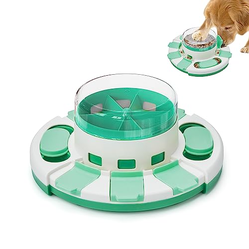 Potaroma Dog Puzzle Toy 2 Levels, Slow Feeder, Pup Food Treat Feeding Dispenser for IQ Training and Entertainment for All Breeds (Green White)