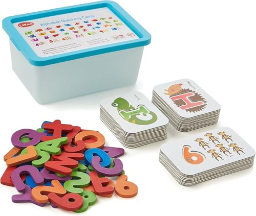LiKee Alphabet Flash Cards Wooden Letter Puzzle ABC Sight Words Matching Games Counting Board Preschool Educational Montessori Toys for Toddlers Boys Girls 3+ Years (36 Cards& 37 Wood Pieces)