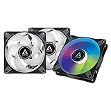 ARCTIC P12 PWM PST A-RGB (3 Pack) - 120 mm PWM case Fan Optimized for Static Pressure, case Fan, semi-Passive: 0-2000 RPM, 5V 3 pin ARGB LED, Single Fan - Black