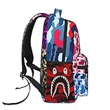 Vkaxopt Backpack Shark Teeth Camo Backpacks Travel Laptop Daypack Big Capacity Bookbag for School Boys Girls Men and Women-MultipleColour