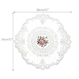 Mezchi 6 Pack Retro French Style Lace Placemats, Round Lace Doilies for Tables, Embroidered Cup Mat, Vintage Crochet Lunchmat Doilies for Home Decoration, Wedding, 11inch