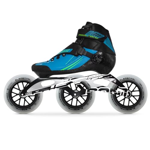 Bont 125mm Semi Race Inline Skates - Inline Speed Skating Racing - Roller Blades - 3 Wheel Skates - Easy to do a powerslide (Blue-Black/8.5)