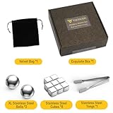 Tiktiger Whiskey Stones Set,Reusable Metal Ice Cubes for Drinking with 8 Stainless Steel Ice Cubes and 2 Ice Balls,Whiskey Gifts for Men Dad Husband,Christmas Birthday Gifts for Whiskey Lover