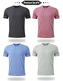 Liberty Imports 4 Pack Men's Henley Shirts Casual Triblend Basic Lightweight Short Sleeve T-Shirts (Edition 1, XX-Large)