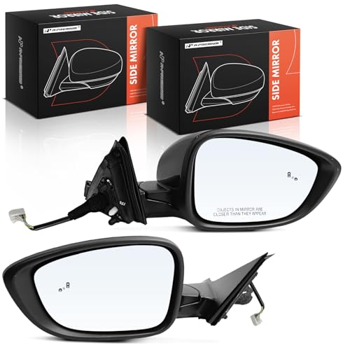 A-Premium Pair (2) Driver and Passenger Side Power Door Mirror - Compatible with Honda Accord 2023 2024 - Heated Manual Folding Black Outside Rear View Mirror with Blind Spot Detection
