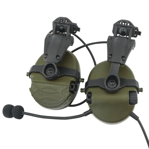 TACGZGJSM Ear Protection Electronic Shooting Earmuff Noise Canceling Headphones for ARC rail Helmets,huntting,airsoft (Army Green)