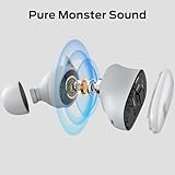 Monster N-Lite 206 Bluetooth Earbuds Wireless Earphones Bluetooth 5.4 in-Ear Earbuds Headphones Built-in Mic, Touch Control, IPX6 Waterproof, Comfortable Fit, Type-C Charging, 25H Playback, White