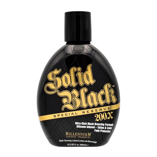 Millennium Tanning Solid Black Special Reserve 200X, Tanning Lotion w/Tattoo Protector, 13.5 Ounces