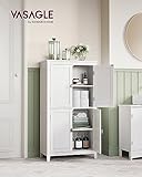 VASAGLE Bathroom Floor Storage Cabinet, Bathroom Storage Unit, Freestanding Cabinet with 4 Doors, Adjustable Shelves, 11.8 x 23.6 x 43.3 Inches, White UBBC552P31