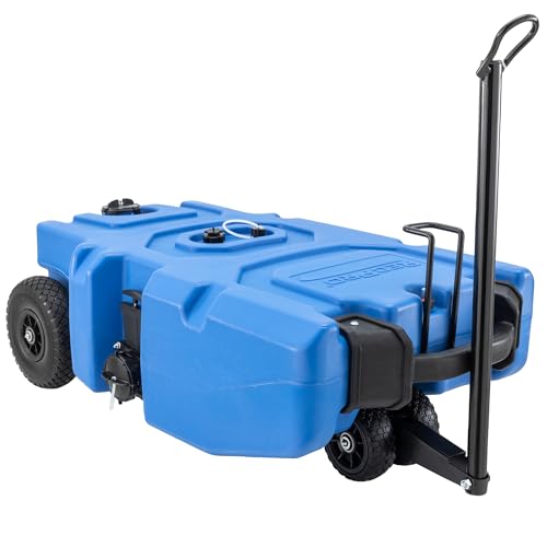 RecPro RV 36 Gallon Portable Waste Tank (Blue) | Tote & Dump | Airless, No-Flat Tires | Capacity Indicator | Gloves Included (36 Gallon Portable Waste Tank)