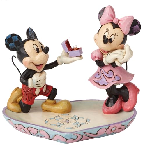 Enesco Disney Traditions Collection by Jim Shore Mickey and Minnie Mouse A Magical Moment Ring Dish Figurine- Stone Resin Hand Crafted Painted Collectible Disney Jewelry Holder Home Decor, 5.1 Inch