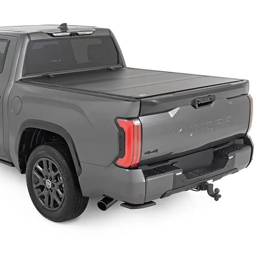 Rough Country Hard Flip-Up Truck Bed Tonneau Cover for Toyota Tundra (2022-2025) - Aluminum Tri-Fold Bed Cover, Fits 5'7" (65.6") Bed