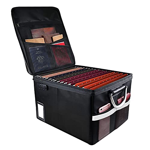 Fireproof Document File Organizer Box, Fireproof Safe Box with Lock, Portable Office Storage Cabinet for Hanging Letter/Legal Folder 16.1 x 12.9 x 11in