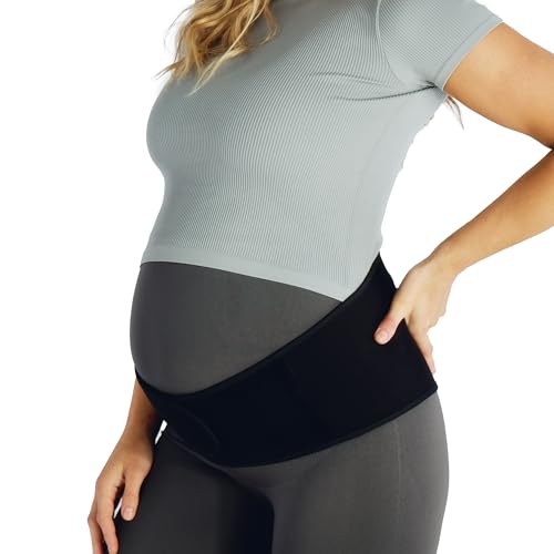Belly Bandit Upsie Belly Pregnancy Support Band - The Ideal Support for your Belly and Relief for your Aching Back - Anti-Dig Closure and 12" of Adjustability, Black, Medium