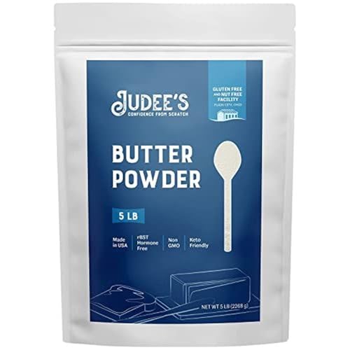 Judee's Gluten Free Bulk Butter Powder, 40 lb 5‑Pack (8‑Count) - Non‑GMO & Keto‑Friendly - Hormone, Nut & Gluten Free Baking Ingredient - Made in USA with Real Butter for Baking