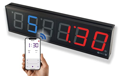 GymNext Flex Timer - Gym Edition - Bluetooth App-Controlled Wall Mounted 23" LED Gym Clock with Large 4.0" Digits for Crossfit, Tabata, HIIT, EMOM, MMA, Boxing, Interval Training, Circuits, Workouts