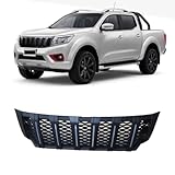 Car Bumper LED Grill Compatible with Nissan Navara NP300 2015-2019 Racing Grills Grille Tunning Part Car Accessories (Black)