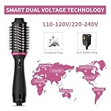 Dual Voltage Hair Dryer Brush for European Travel, 120V - 240V One Step Hair Dryer and Styler Volumizer, Professional Blow Dryer Brush with Negative Ion Anti-frizz for Drying, Straightening, Salon