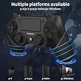 Wireless Controller For PS4, Black ps4 controller with Dual Vibration/ 6-Axis Motion Sensor/Audio Jack/Touch Pad/Share Button, Recharge Controller For PC, P-4 Accessories Perfect Adaptive Full Version 4/4 Pro/Slim.