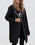 Zeagoo Women Winter Casual Zipper Hoodies Sweatshirt Outwear With Fleece,Black,Medium