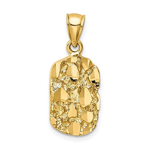 IceCarats 14K Solid Yellow Gold Chunky Nugget Necklace Chain Pendant Charm Only