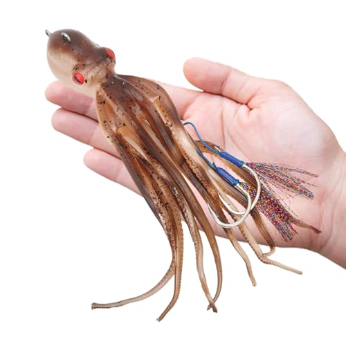 Artificial Fishing Squid Bait Octopus Fishing Lures Inkjet Fishing Octopus Lure Baits for Freshwater Sea Saltwater Ocean Lures Jigs Baits with Hook, 10 Ink Sheets