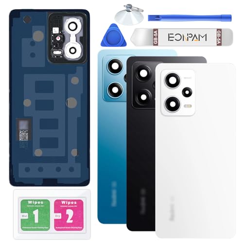 Eonpam Back Glass Replacement for Xiaomi Redmi Note 12 Pro 5G Back Cover Rear Housing with Camera Lens + Repair Tool Kit Genuine Rear Glass (White)