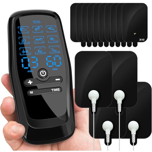 Dual Channel TENS Unit for Pain Relief Rechargeable Electronic Pluse Muscle Stimulator Massager Low-Frequency Multi-Function Physiotherapy Instrument with 10pcs Electrode Pads