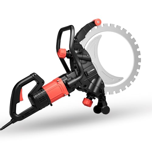 Ring Concrete Saw, Concrete Saw, 220V/8800W Concrete Cutter Saw, Brushless Electric Wall Grooving Cutting Machine Chaser, With Water Fed Dust Suppression for Slotting Brick Granite Marble Concrete Gro