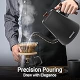 Electric Kettles, Gooseneck Electric Kettle, ±1℉ Temperature Control, for Pour Over Coffee and Tea, 304 Stainless Steel Inner, BPA-Free, Quick Heating Electric Kettles for Boiling Water, 1L Black