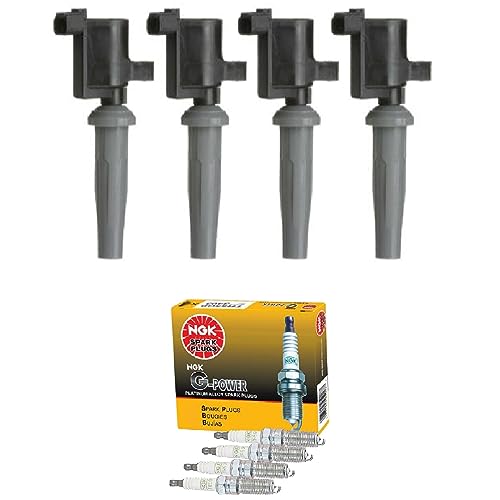 HIKARU PARTS 4PCS Ignition Coil & NGK Platinum Spark Plug Kits Compatible With Ford Lincoln Mercury C-Max Escape Fusion Transit Connect MKZ Mariner Milan 2.0 2.5 UF-621 UF621 FD505