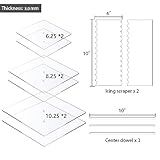 Boyun Acrylic Square Cake Disk Set,Acrylic Cake Discs Set,Comb Scrapers,Dowel Rods,Icing Scraper,Acrylic Scraper Smoother for 3 Tier Cakes (6.25" + 8.25" + 10.25")