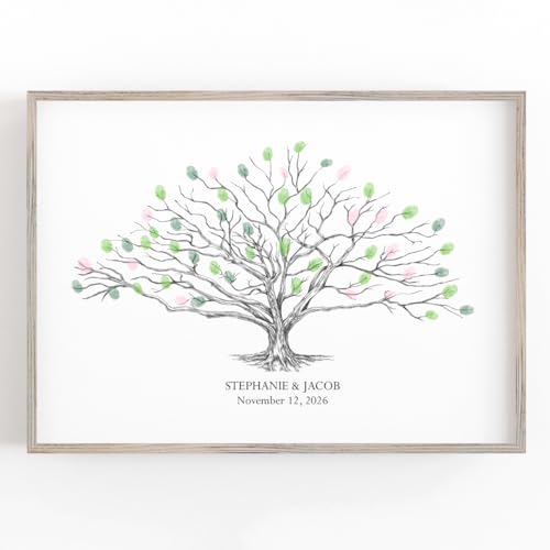 Guestbook Tree, Low Oak Thumbprint Alternative Guest Book Wedding, Family Reunions (Guestbook Sizes: 13" x 19" to 24" x 36")