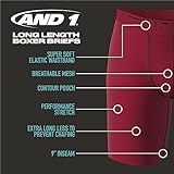 AND1 Mens Boxer Briefs - 6 Pack Stretch Long Leg Compression Underwear with Mesh Contour Pouch - Supportive Fit for Everyday Wear, Medium, Black/Blue/Charcoal/Red