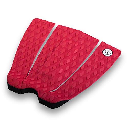 M21 Surf Premium Traction Pads | Tail Pad for Surfboards, Skimboards, Wake Surfboards (Red 3pc Tail Pad)