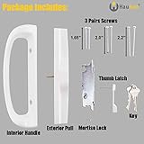 Sliding Patio Door Handle Set with Key Cylinder and Mortise Lock, Full Replacement Handle Lock Set Fits Door Thickness from 1-1/2" to 1-3/4", 3-15/16” Screw Hole Spacing, Reversible Design(Non-Handed)