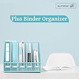 SUPEASY Desk Organizers Metal Desk Magazine File Holder with 5 Vertical Compartments Rack File Organizer for Office Desktop, Home Workspace, Blue Plus