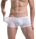 Men's Breathable Boxer Briefs Ice Silk Printed Underwear Low Rise Cooling Trunks U Convex Shorts Sexy Mesh Underpants 3 Pack XL