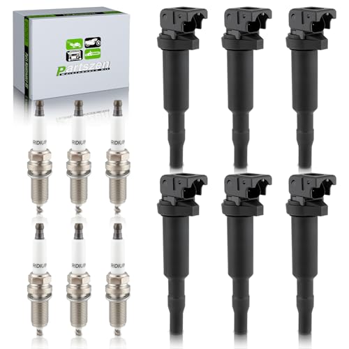 partszen UF592 Ignition Coil & Platinum Spark Plug for BMW 128i 325i 325xi 328i 328xi 330i 330xi 525i 525xi 528i 528xi 530i 530xi X3 Z4 0221504470 FR7NPP332 12137594937