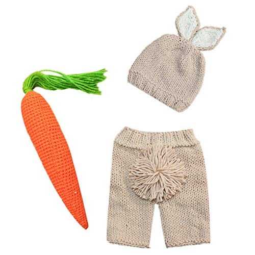 Baby Handmade Crochet Beanie Hat Newborn Photography Props Infant Shower Rabbit Costume Photo Shoot Accessories One Size