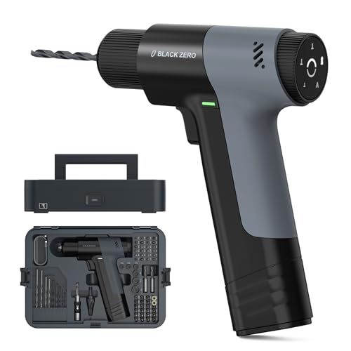 BLACKZERO 16.8V Max Smart Cordless Brushless Drill, Intelligent LED Screen, 5 Working Modes, Max Torque 60Nm, 1600mAh Battery, Type-C Charging,Self-stop Function,1000RPM, 46x Bits, 8 x Drill Bits