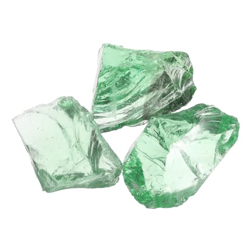 uxcell Fire Glass for Fire Pit, 5-8cm(2"-3.1") High Luster Reflective Glass Rocks for Natural or Propane Fireplace, Safe for Outdoors and Indoors Fire Pit Glass, Light Green, 400g/14oz