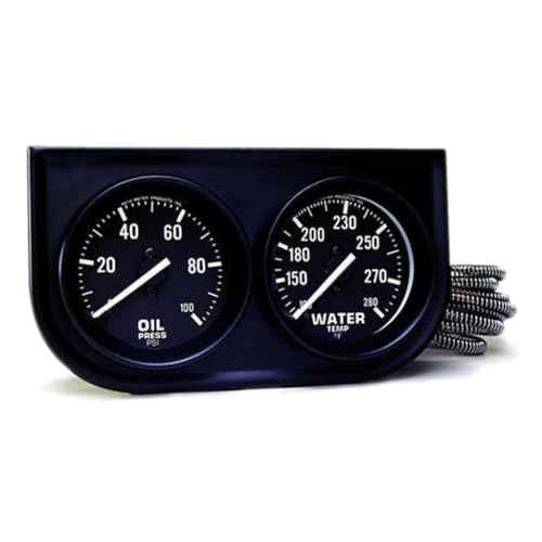 AutoMeter Two-Gauge Console 0-100 PSI Oil Press/130-280 °F Water Temp- Black