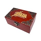 Youtang Zelda Jewelry Music Box with Mirror Laser Engraved Wood Musical Box Wind up Musical Gift for Her Him Girlfriend Boyfriend (Melody:Song of Storms from Ocarina of Time, Gold Movement)