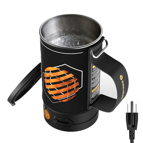Stoke Voltaics Electric Kettle, Portable Water Boiler for Coffee & Tea, 304 Stainless Steel Mini Tea Kettle, 500W Fast Boiling Water with Auto Shut-Off, Camping & Travel Essentials