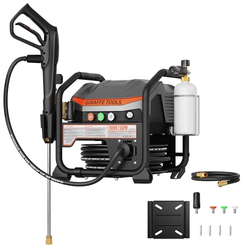 Giraffe Tools Commercial Electric Ultraflow Pressure WasherH All-Copper Pump, Dual Wall/Floor Mount, Brushless Motor, 60dB Low Noise, High Efficiency Cleaning Machine