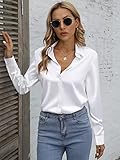 white button up shirt women s silk satin womens dress silky collar buttons down collared shirts women's oxford long sleeve blouse fitted work blouses tops dressy business casual sexy top White Size XL